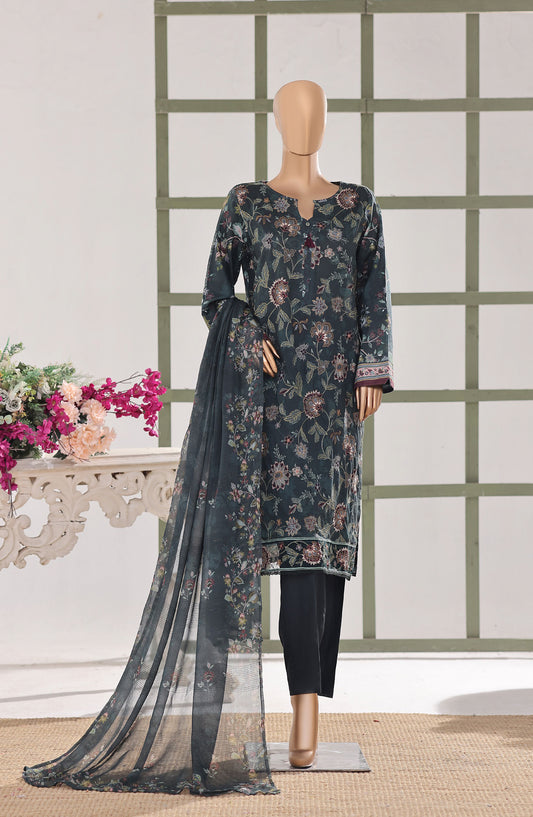 Mehak by HZ Textile Embroidered Lawn Unstitched 3 Piece Suit - D-03 - HZ26MBR - Teal - Summer Collection