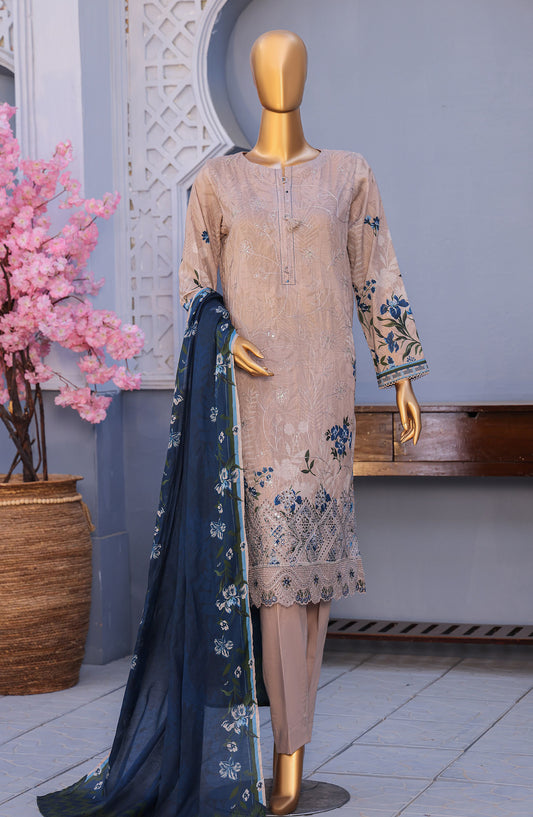 Mehak by HZ Textiles Embroidered Cross Slub Unstitched 3 Piece Suit - MCE-3057 - HZ26MHK - Beige - Summer Collection
