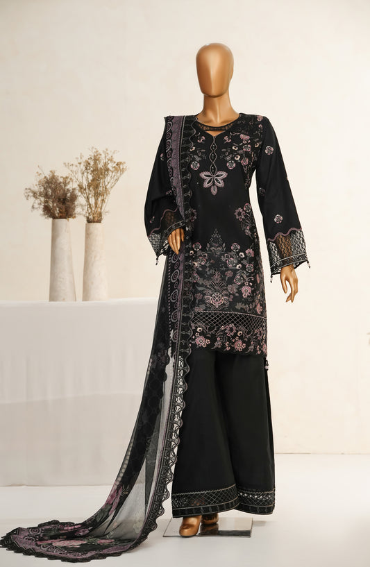 Meher by Maria Fabrics Embroidered Cotton Stitched 3 Piece Suit - 05 Sehrish - MRF25MHR - Black - Formals Collection