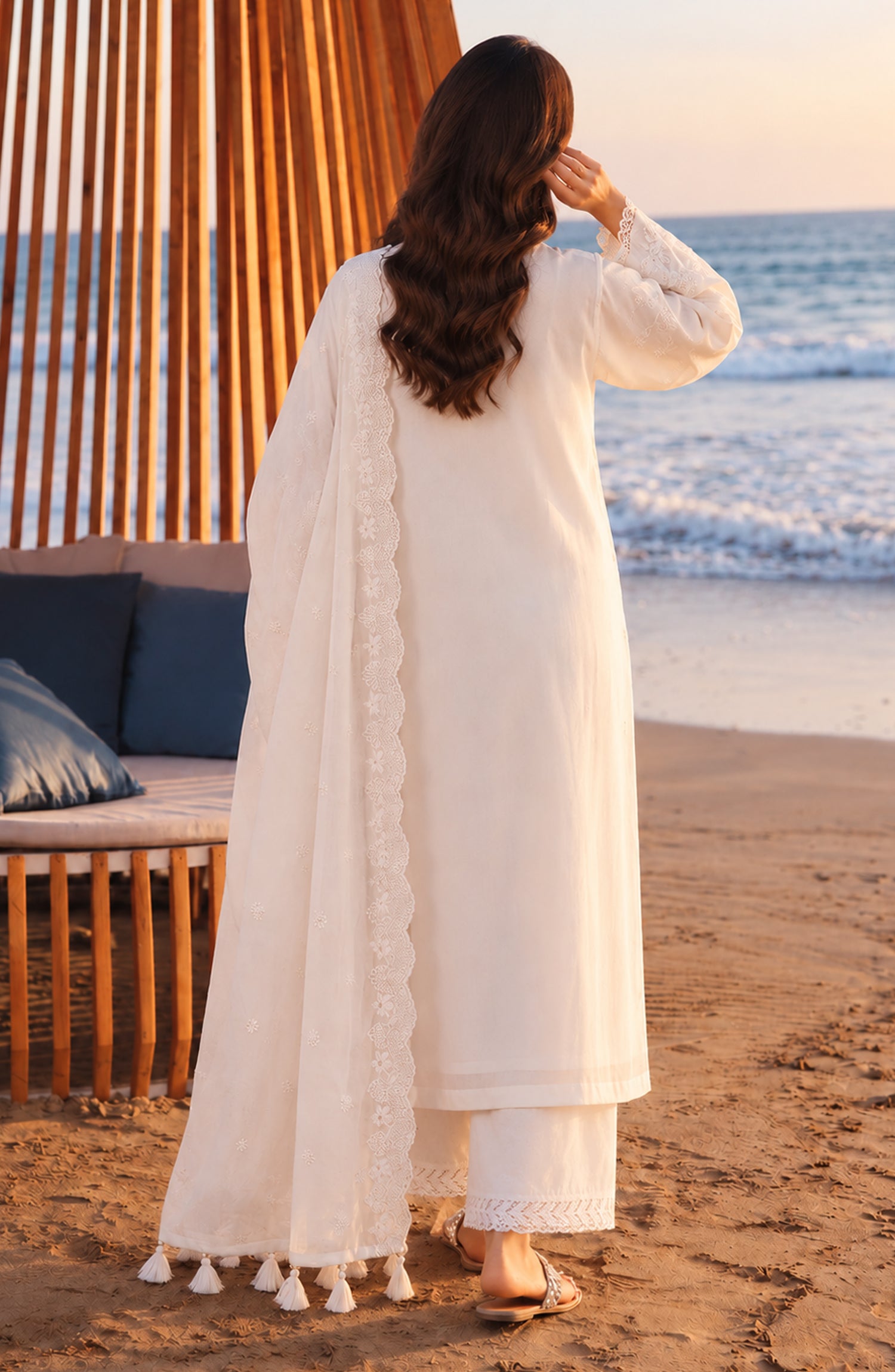 Mehfil by Amna Khadija Embroidered Cotton Stitched 3 Piece Suit - AKM-01 - AM26MFL - White - Luxe Collection