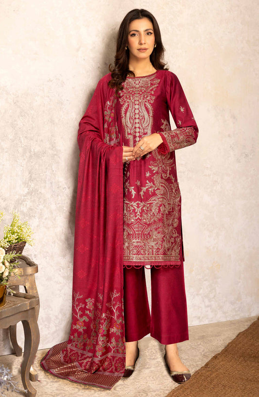 Mehmat by Johra Luxury Embroidered Unstitched 3 Piece Suit - JW-282 - JH25MMT - Red - Winter Collection