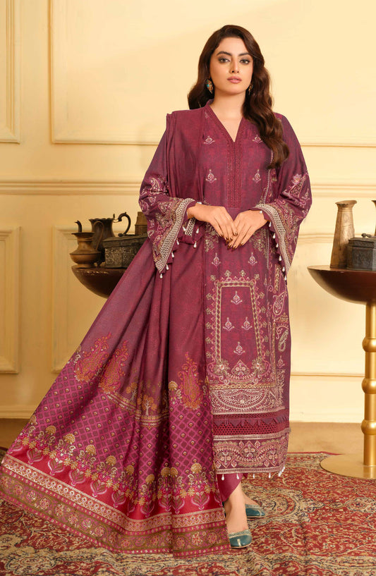 Mehmat by Johra Luxury Embroidered Unstitched 3 Piece Suit - JW-280 - JH25MMT - Pink - Winter Collection