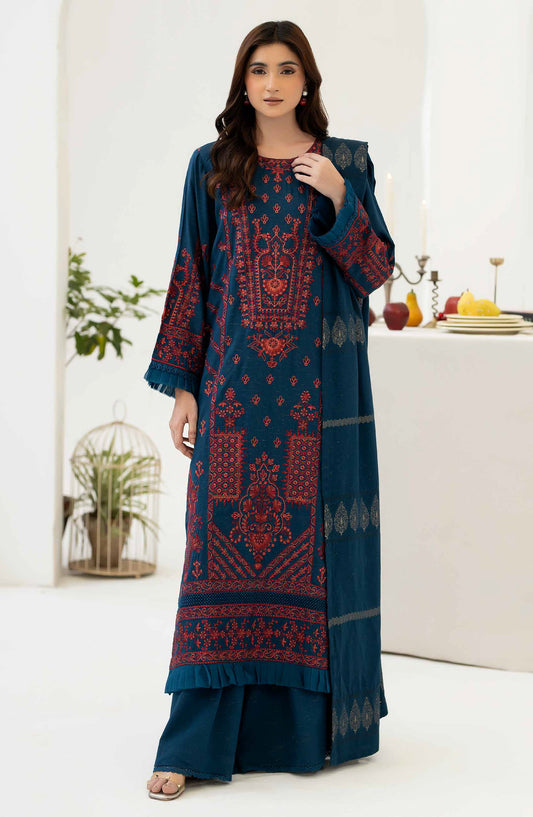 Mehrish by Johra Embroidered Viscose Unstitched 3 Piece Suit - JW-386 - JH25MEHRI - Blue - Winter Collection