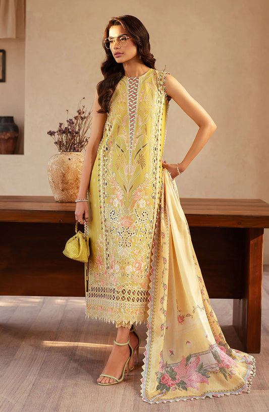 Mehroze by Bin Ilyas Embroidered Lawn Unstitched 3 Piece Suit - D-97-B - BL26MHRE - Yellow - Summer Collection