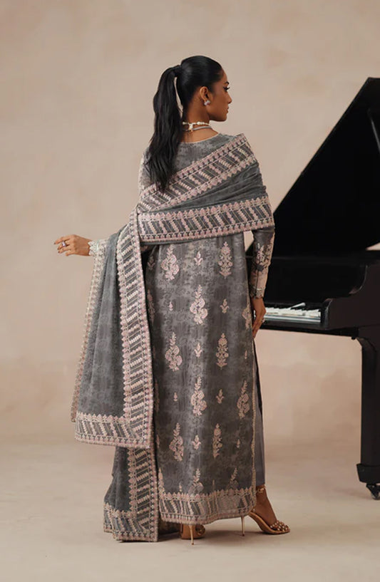 Mehrun by Freesia Luxury Embroidered Chiffon Unstitched 3 Piece Suit - DARYA - FSU5613 - FS25MHR - Grey - Formals Collection
