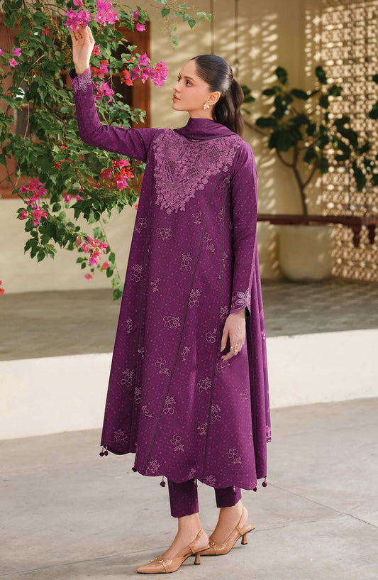 Meline by Farasha Premium Embroidered Viscose Unstitched 3 Piece Suit - 04 Wild Plum - FSH25MLN - Purple - Luxury Winter Collection