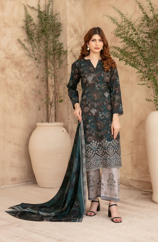 Merrachi by Tawakkal Fabrics Embroidered Lawn Unstitched 3 Piece Suit - D-3500 - TF26MRI - Black - Summer Collection