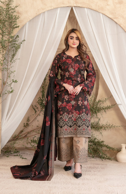 Merrachi by Tawakkal Fabrics Embroidered Lawn Unstitched 3 Piece Suit - D-3494 - TF26MRI - Black - Summer Collection