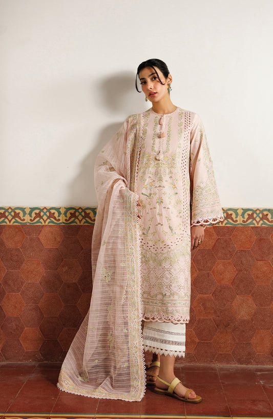 Mirabelle by Emaan Adeel Embroidered Lawn Unstitched 3 Piece Suit - Orchid Royale - ED26MR - Peach - Festive Collection