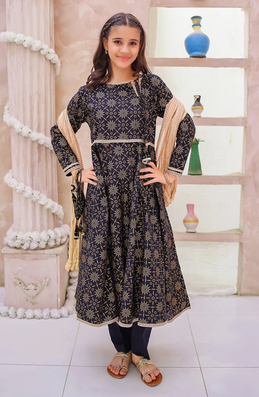 Modest Printed Cotton Stitched 3 Piece Suit - 9545-Blk Noor-e-Siyah - MOD25EKA - Black - Festive Girls Collection