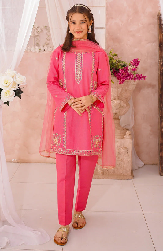 3 Piece Cotton Lawn Embroidered Suit Pink 10655-Pnk MOD26MT Festive Collection