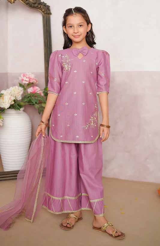 Modest Embroidered Khaddar Stitched 3 Piece Suit - 10040-Pnk - MOD25WNT - Pink - Winter Collection