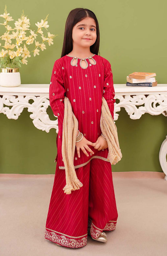 Modest Embroidered Khaddar Stitched 3 Piece Suit - 9940-Pnk - MOD25WNT - Pink - Winter Collection
