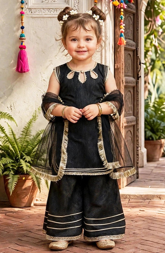 Toddlers 3 Piece Black Lawn Set - 10790-Blk - MOD26MT - Festive Collection