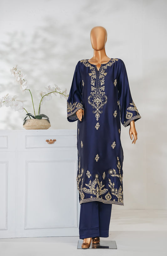 Mohar by Amna Khadija Embroidered Shamooz Silk Stitched 2 Piece Suit - AKMS-08 - AM25MOHR2 - Deep Blue - Winter Collection