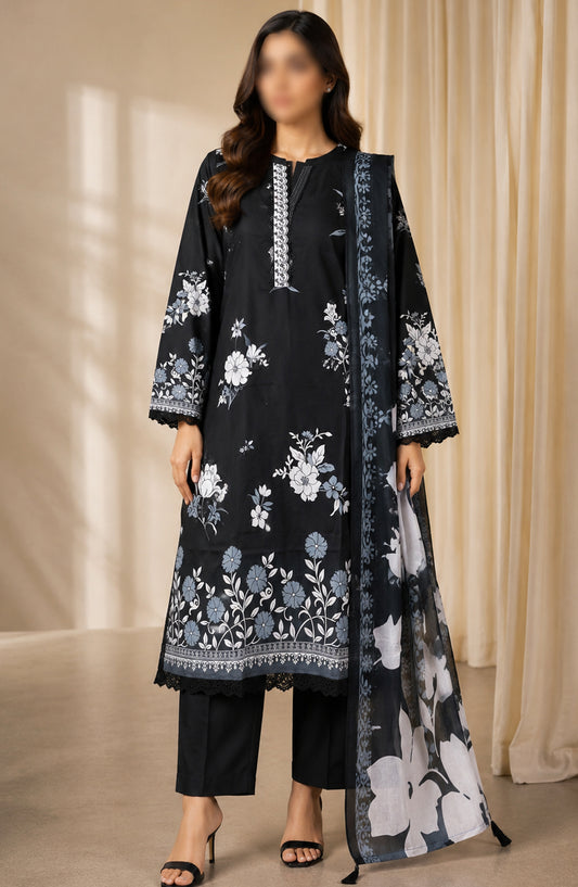 Monochrome Printed Lawn Stitched 3 Piece Suit - AKMP-02 - AM26MCH - Black - Summer Collection