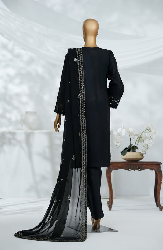 Morich by Amna Khadija Embroidered Cotton Stitched 3 Piece Suit - AZ EX-01 - AM25RIC - Black - Luxury Festive Collection