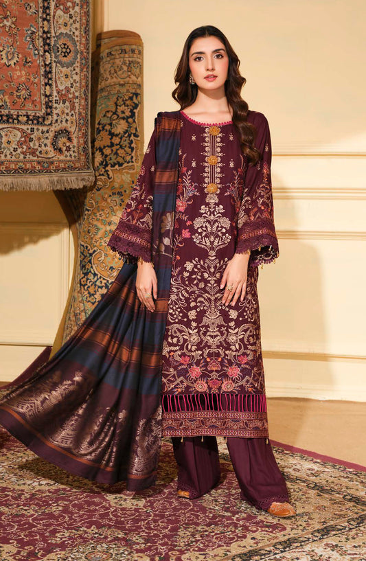 Morpankh by Johra Embroidered Winter Fabric Unstitched 3 Piece Suit - JH-824 - JH25MORP - Purple - Winter Collection