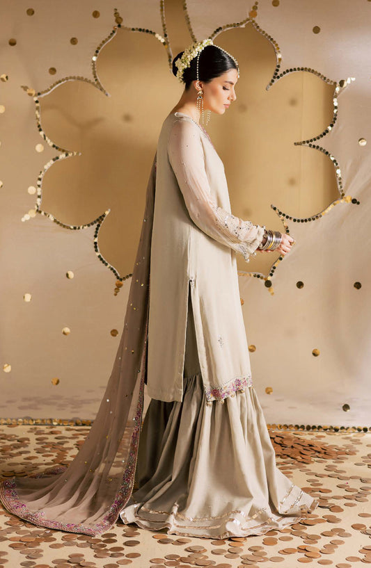 Mukeshkari by Nureh Embroidered Chiffon Unstitched 3 Piece Suit - MK-17 - NU25MSHK - Beige - Luxury Collection