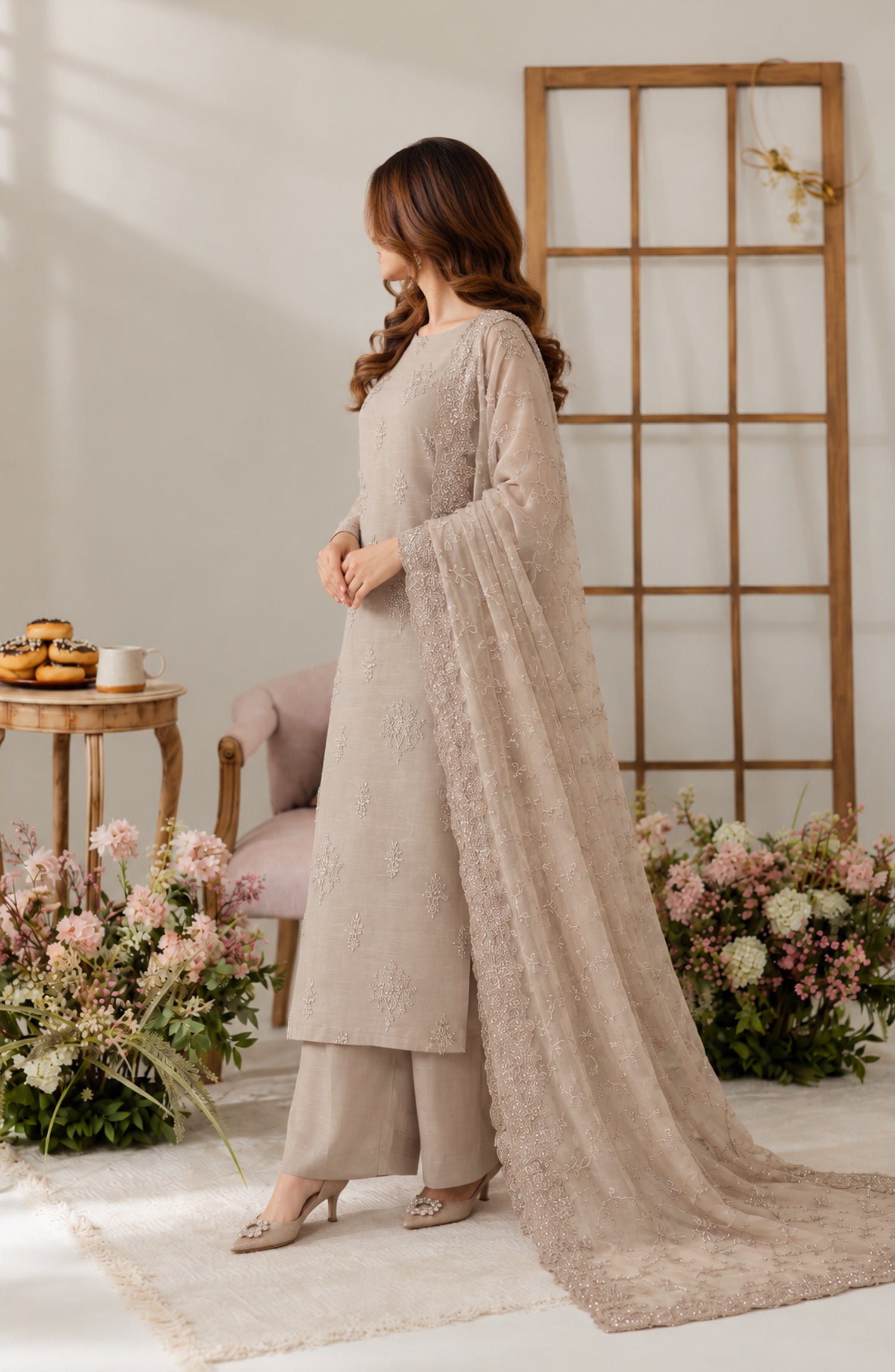 Muse by Amna Khadija Embroidered Silk Unstitched 3 Piece Suit - AKMF-18 - AM26MST - Grey - Formal Collection