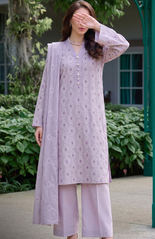 Muse by Amna Khadija Embroidered Cambric Unstitched 3 Piece Suit - AKMF-06 - AM26MSE - Purple - Formals Collection