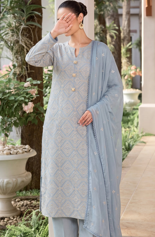 Muse by Amna Khadija Embroidered Cambric Unstitched 3 Piece Suit - AKMF-07 - AM26MSE - Blue - Formals Collection