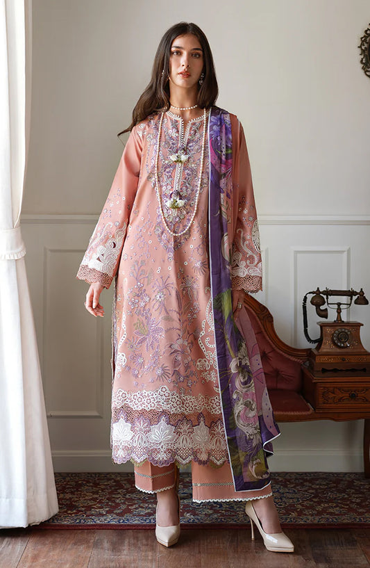 Mushq A Moi Held by Love Luxury Embroidered Lawn Unstitched 3 Piece Suit - Daisy Chain - MQ26MOI - Mocca - Summer Collection