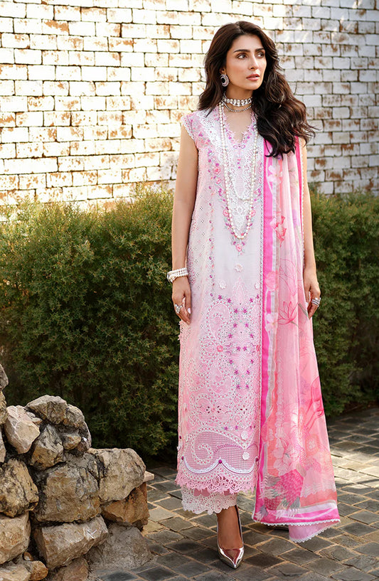 Mushq A Moi Held by Love Luxury Embroidered Lawn Unstitched 3 Piece Suit - Silent Dreamer - MQ26MOI - Pink - Summer Collection