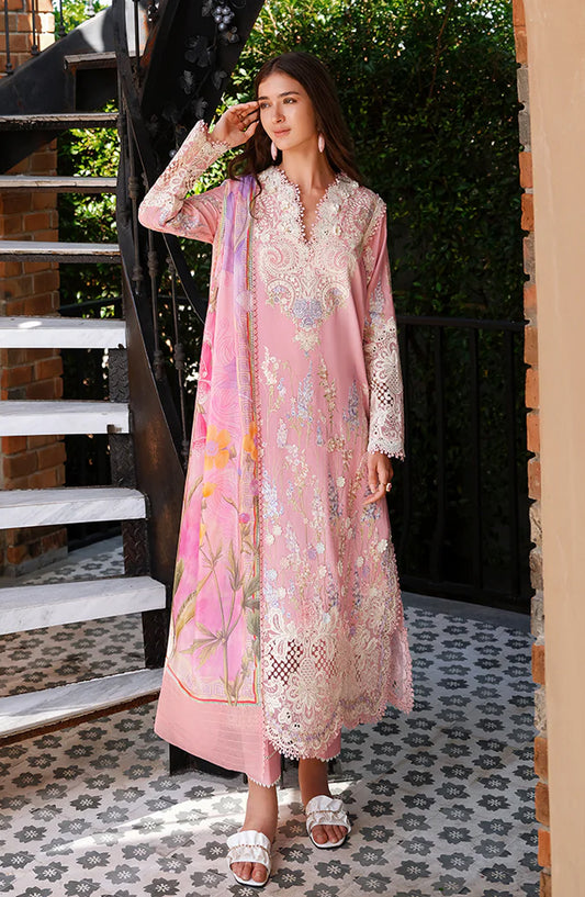 Mushq A Moi Held by Love Luxury Embroidered Lawn Unstitched 3 Piece Suit - Silent Vows - MQ26MOI - Pink - Summer Collection