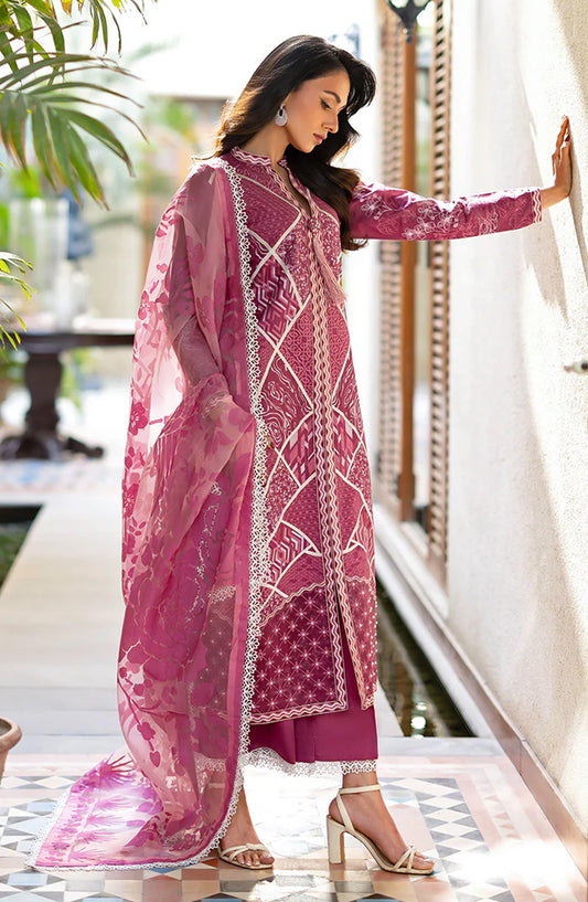 Mushq Astoria Embroidered Lawn Unstitched 3 Piece Suit - Rosea - MQ26AST - Blush Pink - Festive Collection