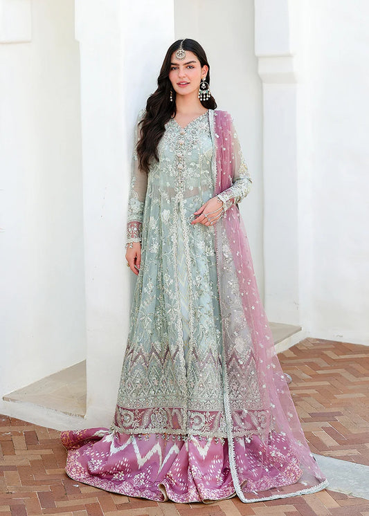 Mushq Bachelorette Chronicles Embroidered Chiffon Unstitched 3 Piece Suit - 06 Flirty Muse - MQ26BC - Aqua Mint - Luxury Collection