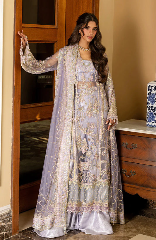 Mushq Darlings Wedding Embroidered Net Unstitched 3 Piece Suit - Simran - MQ25DRW - Lilac - Festive Collection