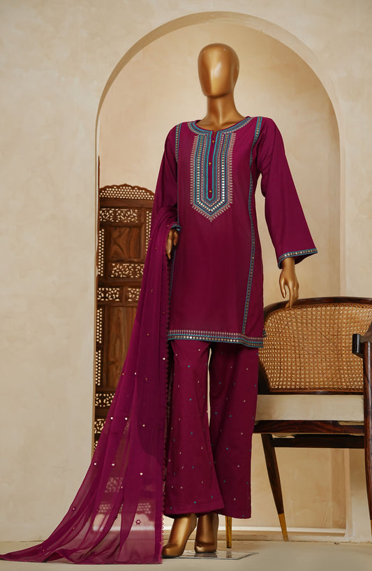 Nazakat Noir by Amna Khadija Embroidered Cotton Cambric Stitched 3 Piece Suit - AM25NZK - NNLP-02 - Pink - Festive Collection