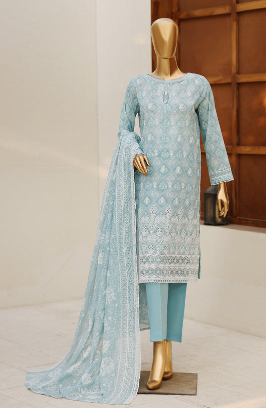 Nakshkari by HZ Textile Embroidered Lawn Unstitched 3 Piece Suit - D-03 - HZ26NAK - Blue - Summer Collection