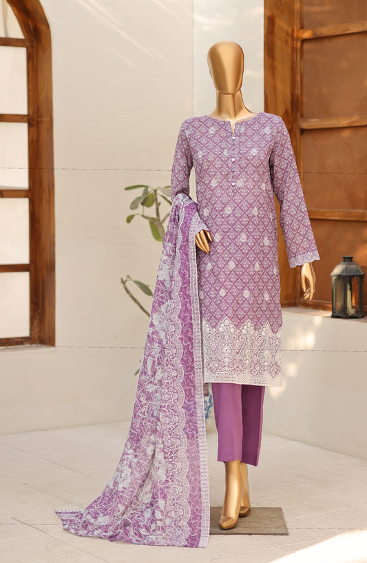 Nakshkari by HZ Textile Embroidered Lawn Unstitched 3 Piece Suit - D-01 - HZ26NAK - Purple - Summer Collection