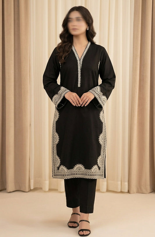 Naqsh by Amna Khadija Embroidered Cotton Stitched 2 Piece Suit - AKN-02 - AM26NQD - Black - Summer Collection