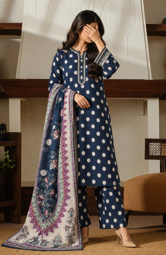 Narmin by Amna Khadija Embroidered Lawn Stitched 3 Piece Suit - AKN-01 - AM26NMN - Blue - Summer Collection