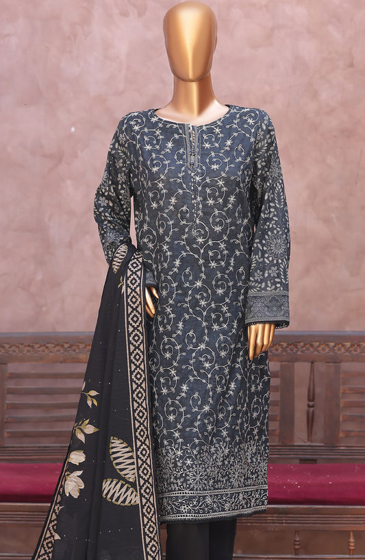 Naubahar by HZ Textiles Embroidered Lawn Unstitched 3 Piece Suit - D-05 - HZ26BIHR - Black - Festive Collection