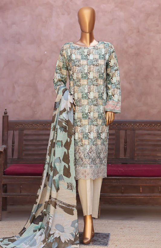 Naubahar by HZ Textiles Embroidered Lawn Unstitched 3 Piece Suit - D-02 - HZ26BIHR - Grey - Festive Collection