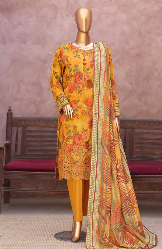 Naubahar by HZ Textiles Embroidered Lawn Unstitched 3 Piece Suit - D-01 - HZ26BIHR - Yellow - Festive Collection