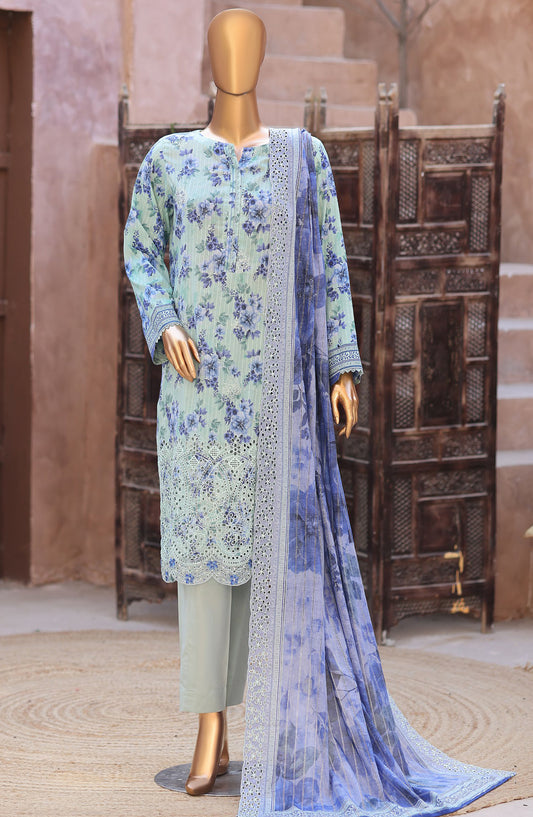 Nayab by HZ Textile Embroidered Lawn Unstitched 3 Piece Suit - D-01 - HZ26TAN - Blue - Summer Collection