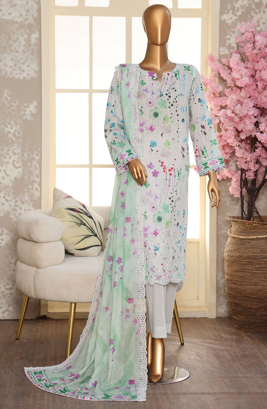 Nayab by HZ Textile Embroidered Lawn Unstitched 3 Piece Suit - Design-08 - HZ26NYB - White - Summer Collection