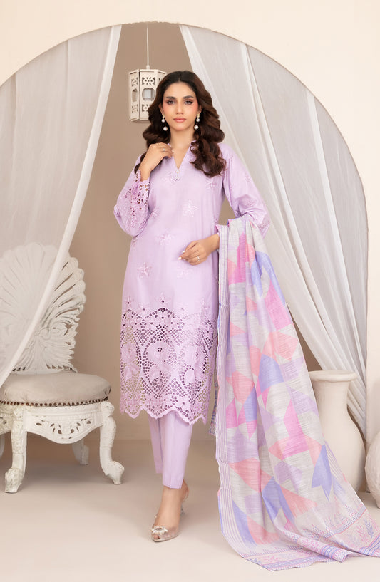 Nazifa by Tawakkal Fabrics Embroidered Schiffli Lawn Stitched 3 Piece Suit - D-1042 - TF26NZ - Purple - Summer Collection