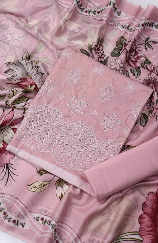 Nazneen by Amna Khadija Embroidered Chikankari Lawn Unstitched 3 Piece Suit - Design-03 - AM26NZN - Pink - Summer Collection