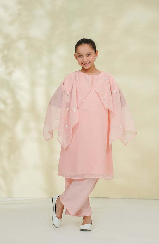 Nea & Mea ki Dosti by Amna Khadija Embroidered Chiffon Stitched 2 Piece Suit - AKNM-06 - AM26NEM - Pink - Summer Collection