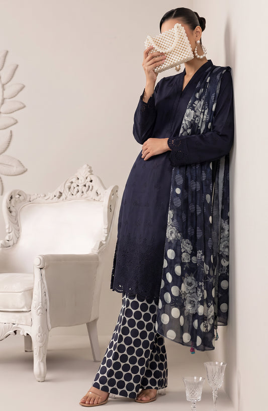 Neesha by Amna Khadija Embroidered Cotton Stitched 3 Piece Suit - AKN-03 - AM26NSHA - Blue - Summer Collection