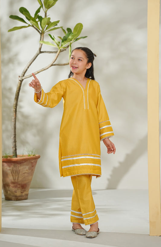 Nelofarr Guriya by Amna Khadija Printed Cotton Stitched 2 Piece Suit - AKNG-04 - AM26AKNG - Yellow - Summer Collection
