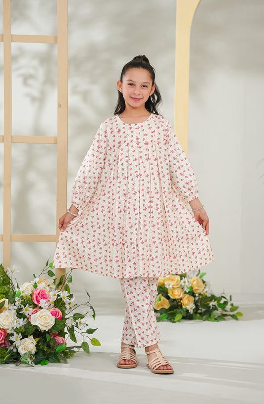 Nelofarr Guriya by Amna Khadija Printed Cotton Stitched 2 Piece Suit - AKNG-05 - AM26AKNG - White - Summer Collection