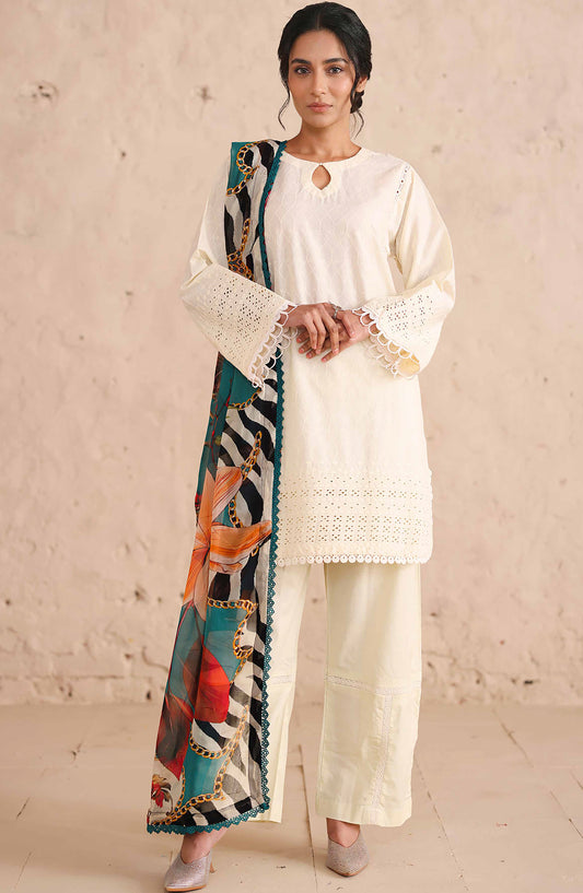 Neysa by Johra Chikankari Lawn Unstitched 3 Piece Suit - JS-86 - JH26NYS - Fawn - Summer Collection