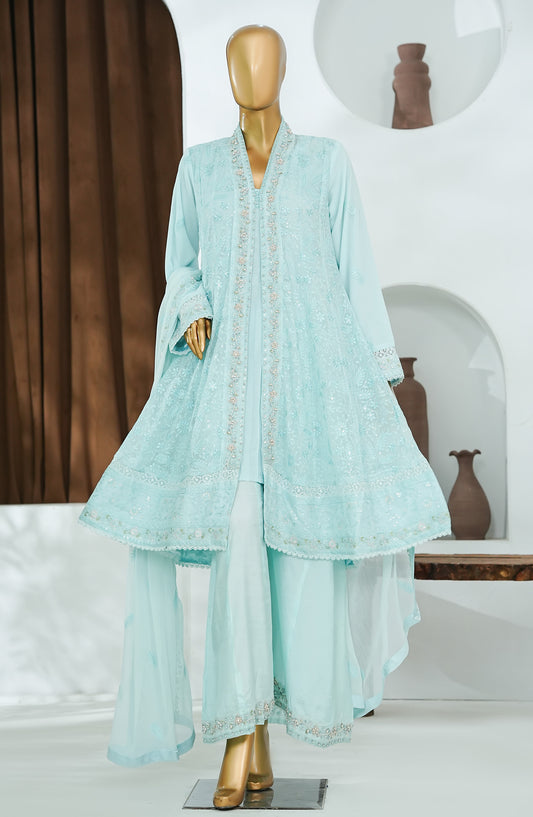 Nisbat by Maria Fabrics Embroidered Chiffon Stitched 3 Piece Suit - Nigaah - MRF26NS - Sky Blue - Luxury Collection